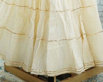 Off-White and Gold Palazzo Skirt Line Weaving Indian Women Sharara Pants Kurta Trousers Casual Skirt Pakistani Gift Indian Skirt Lehenga