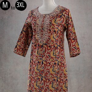 Kalamkari kurti neck designs on sale