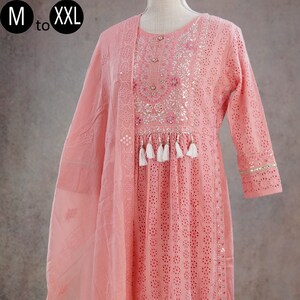 Peach Pink Naira Chikankari Pure Cotton Designer Kurti Palazzo - Etsy