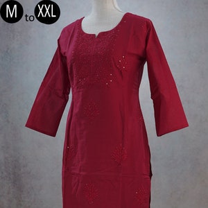 Pure Mul Cotton Red Maroon Chikankari Embroidery Kurta Palazzo Casual Lucknowi Party set | Indian Ethnic Summer Wear Women Kurta Pakistani