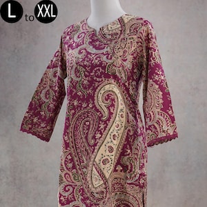 Designer Coords Burgundy Pure Cotton Paisley Print Kurta Palazzo Indian Ethnic Summer Wear | Women Kurta Casual Girls Indian Pakistani women