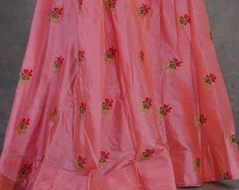 Embroidered Silk Flared Skirt Indian Women Bollywood Women Wedding Party Wear Festive Skirt Pakistani Gift for her Indian Skirt Lehenga