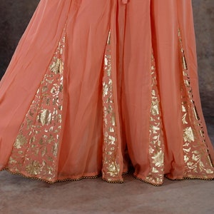 Georgette Gold Foil Print Flary Palazzo Pants Indian Women Bollywood Women Wedding Party Wear Festive Skirt Pakistani Gift Indian Skirt