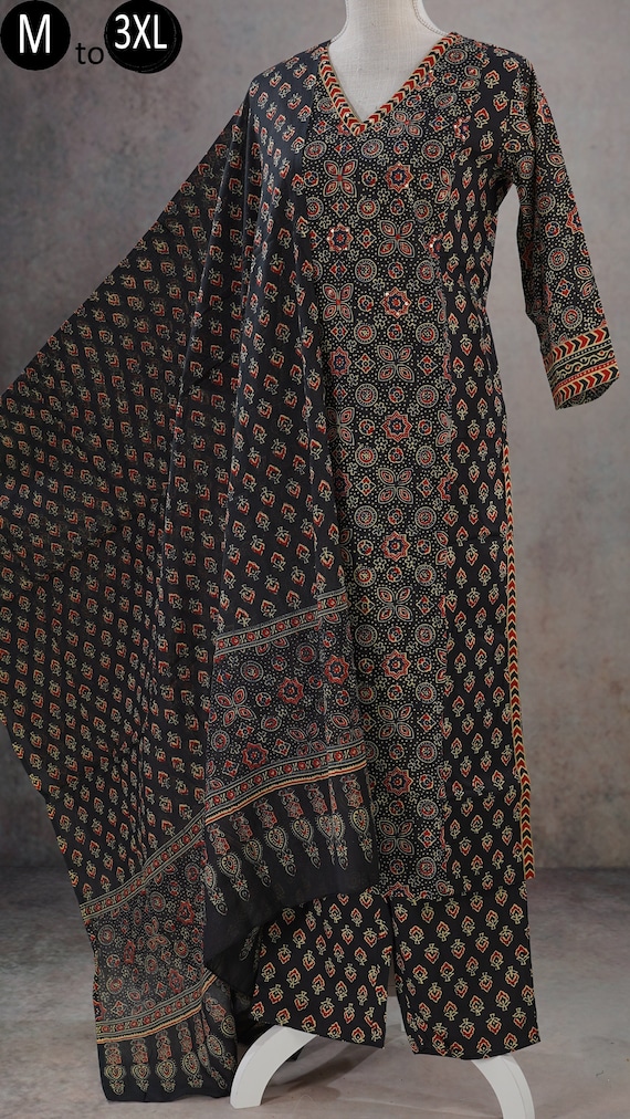 jaipuri cotton dress with dupatta Blue jaipuri cotton floral print gown with pant and dupatta