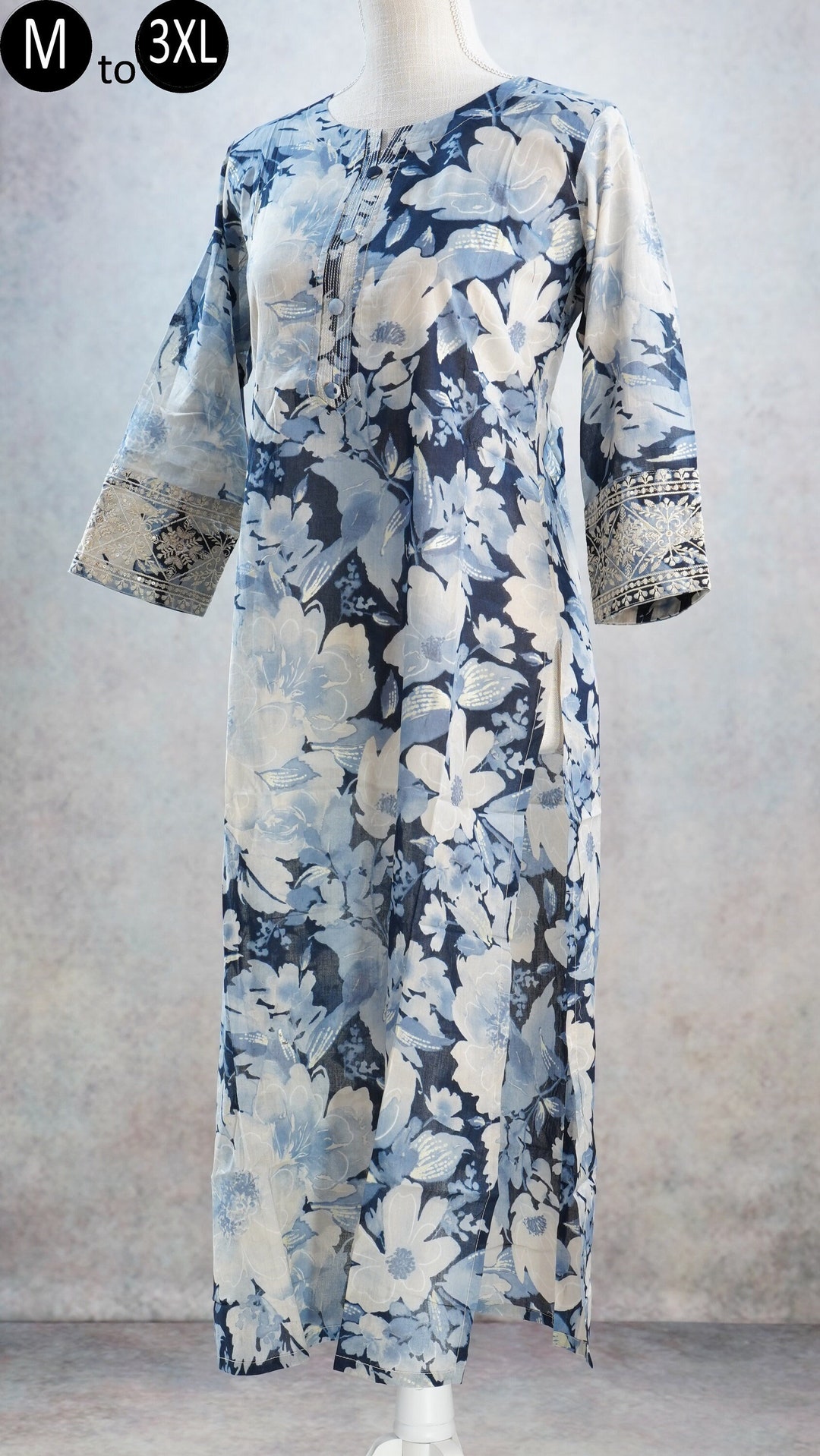 Women Blue Floral Print Kurti