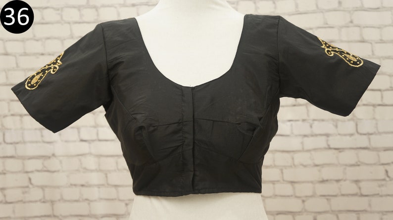 Bollywood Front open blouse Sari Blouse Indian Wedding blouse Saree Blouse Black Cotton ready-made blouse