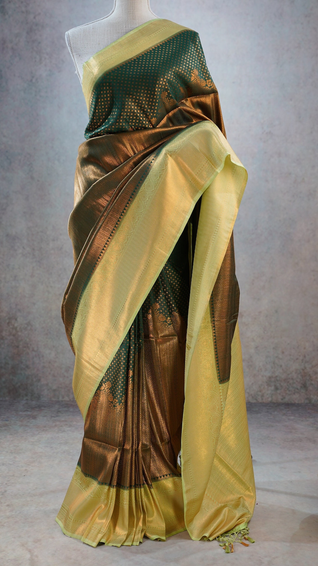 Semi Silk x Copper Zari Saree - Apricot main image 0