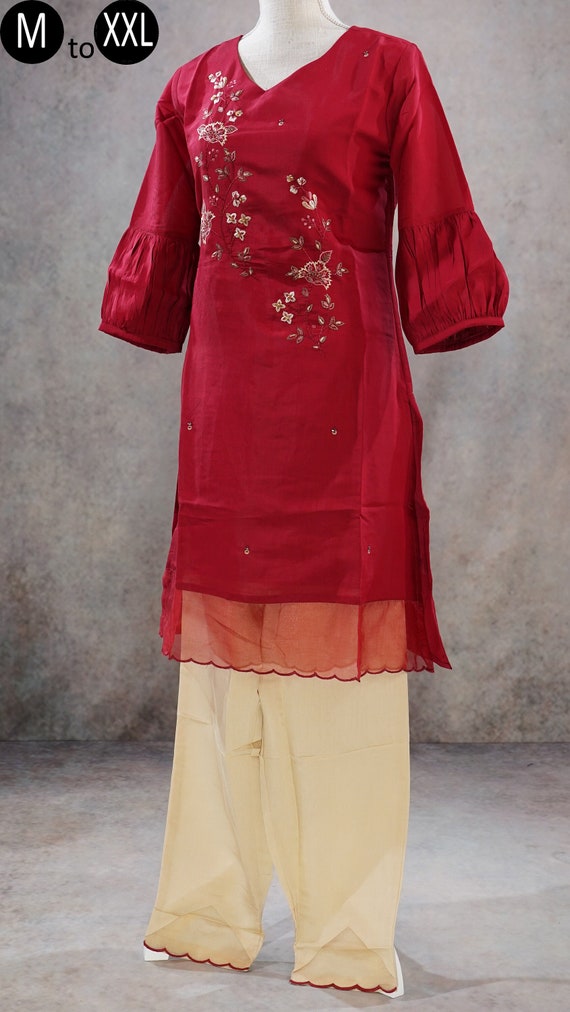 Silk Blend Straight Embroidery Kurti For Women, Party Wear at Rs 350 in  Surat