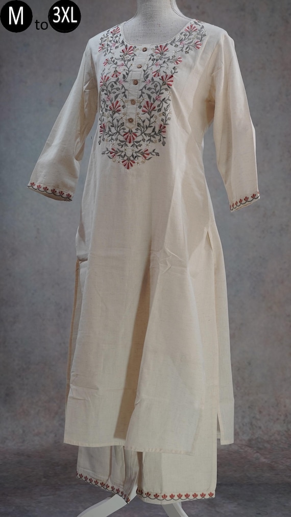 khadi dress for ladies Khadi Cotton Covered Neck Midi Dress thejaipurart.com