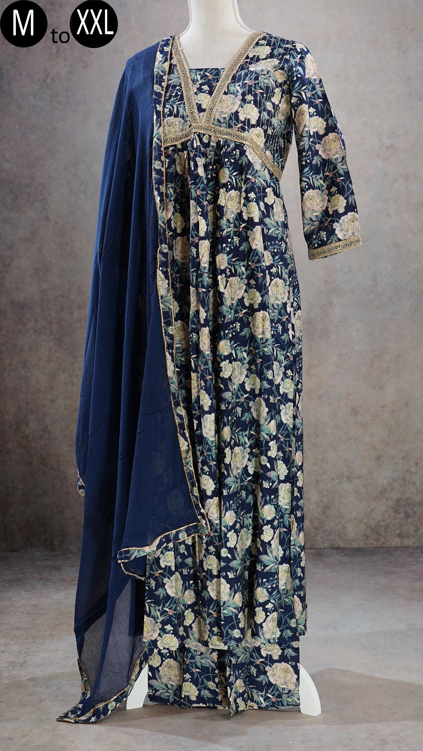 Naira Cut Kurti Palazzo Indian Handmade Wedding Special Cotton Fabric Gift  Dress | eBay