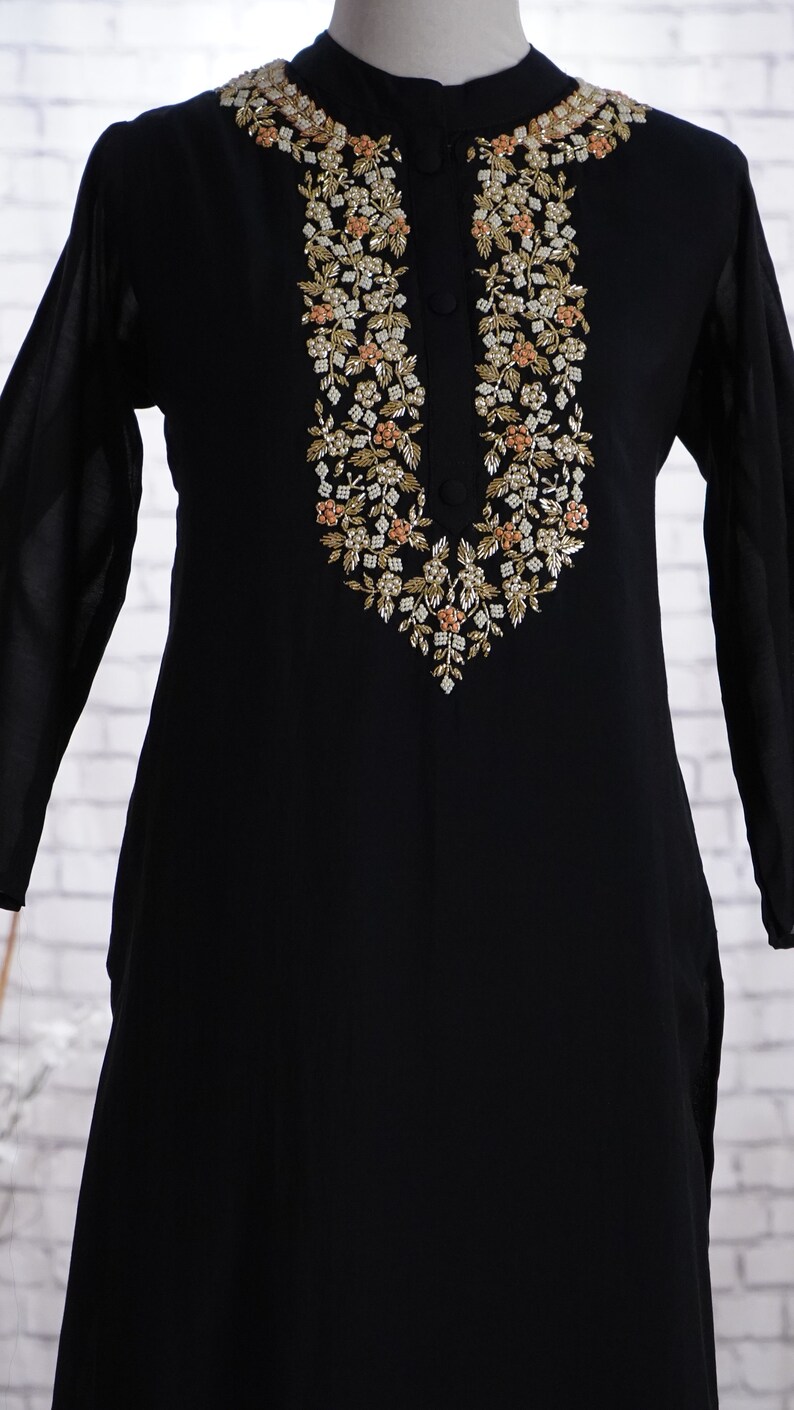Women Festive Party Wear Bollywood Kurta Silk Kurti Indian Ethnic Wear Pakistani suit for women Black Silk Kurta Palazzo set