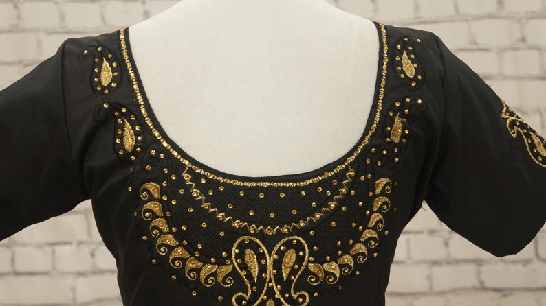 Bollywood Front open blouse Sari Blouse Indian Wedding blouse Saree Blouse Black Cotton ready-made blouse