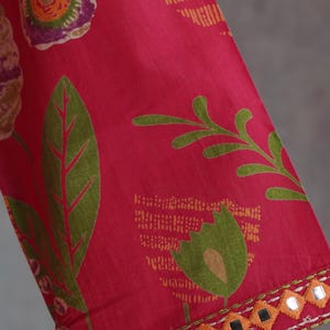 Salwar de algodón puro para mujer, conjunto de kurti de algodón, Rani, rosa, Kantha, bordado floral, informal, Salwar para niñas, ropa de verano india, conjunto de kurti palazzo imagen 11