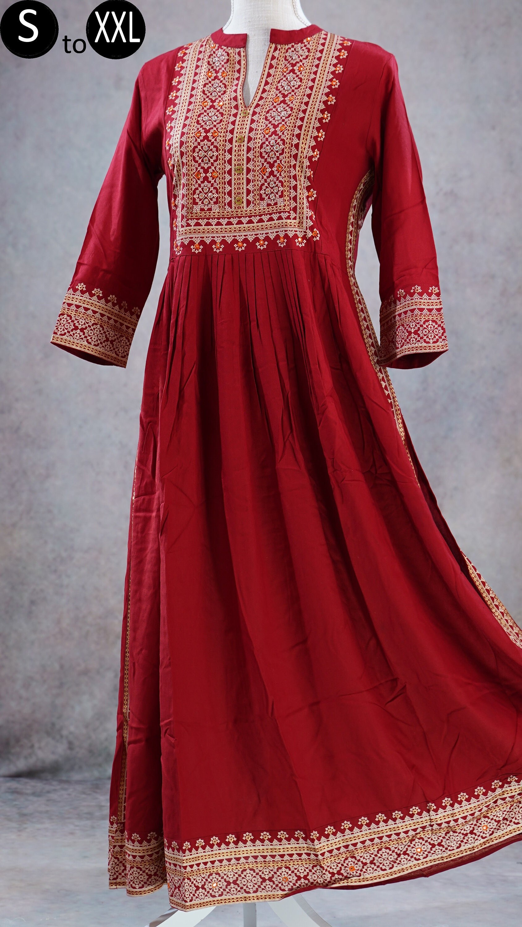 Red Naira Cut Rayon Kurti Indian Ethnic Formal Wear Women Etsy