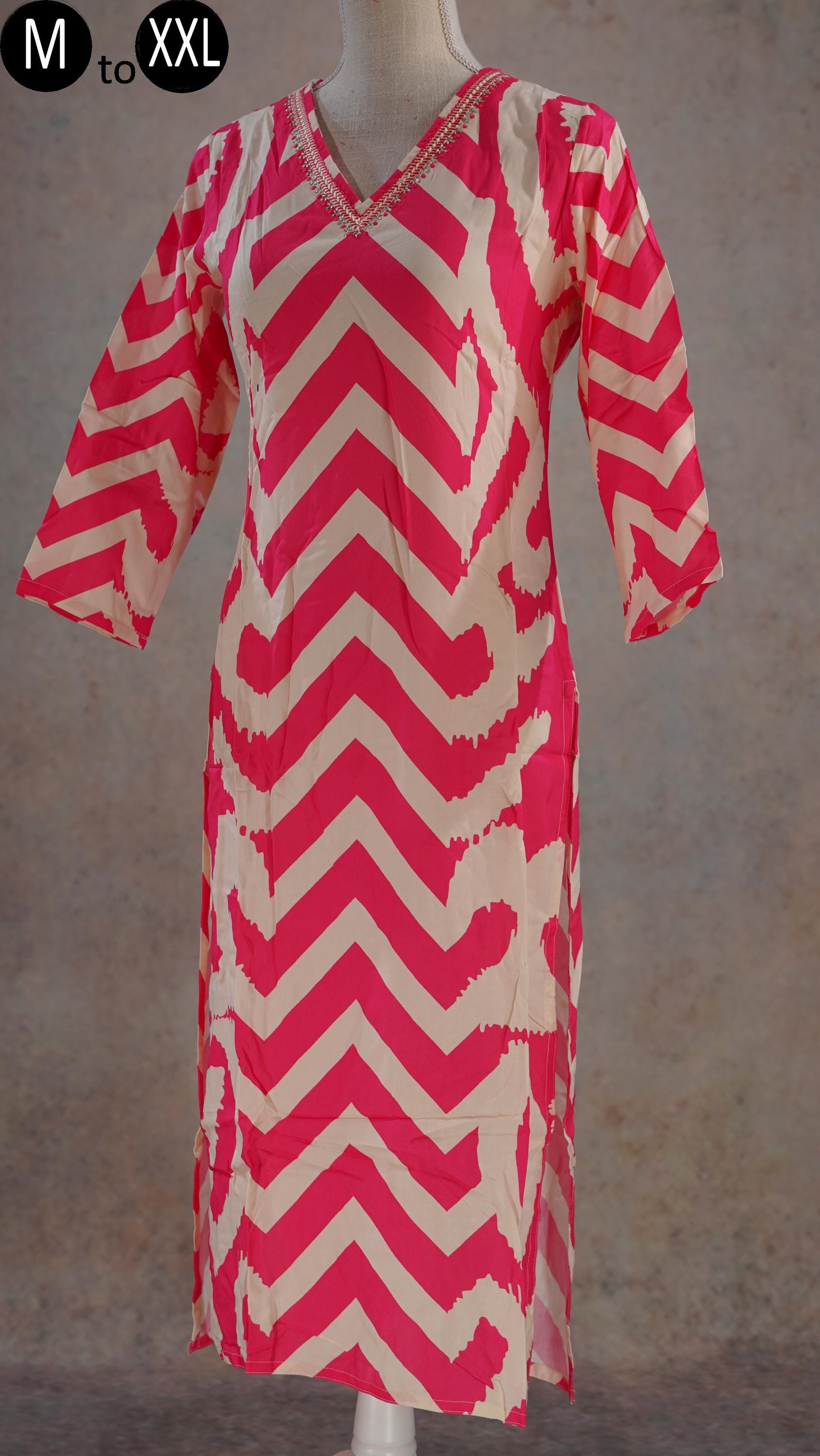strapless open back dress Chic Chevron Maxi in Pink and White