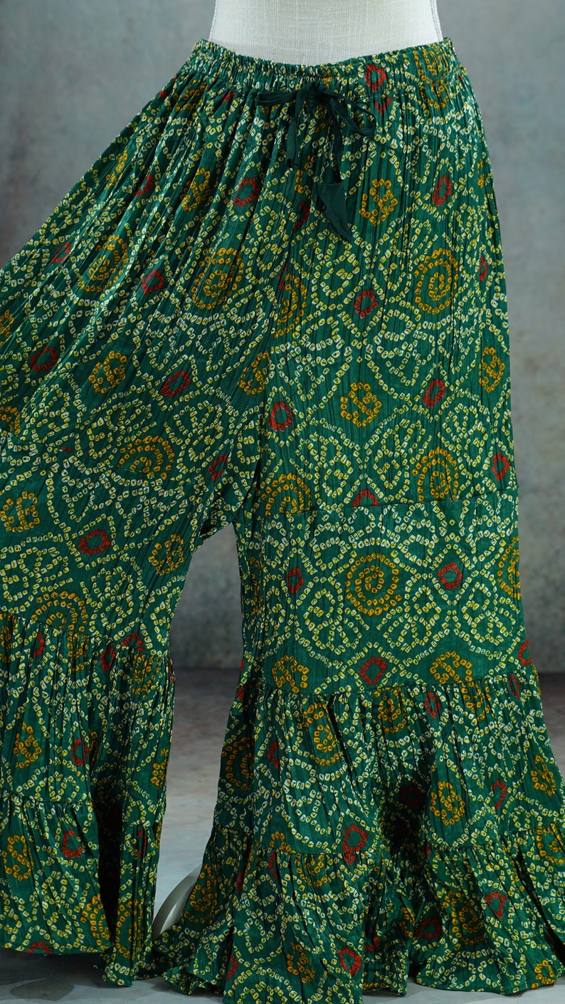 Indian Bandhini Printed Palazzo Pants Indian Women Bollywood Etsy