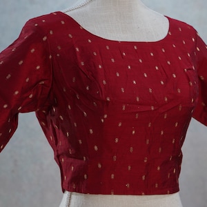 Maroon, Firozi, White, Yellow, Beige Chanderi Silk Saree Blouse | Readymade Blouse | Indian Saree | Indo Western Blouse | Crop Ethnic Top