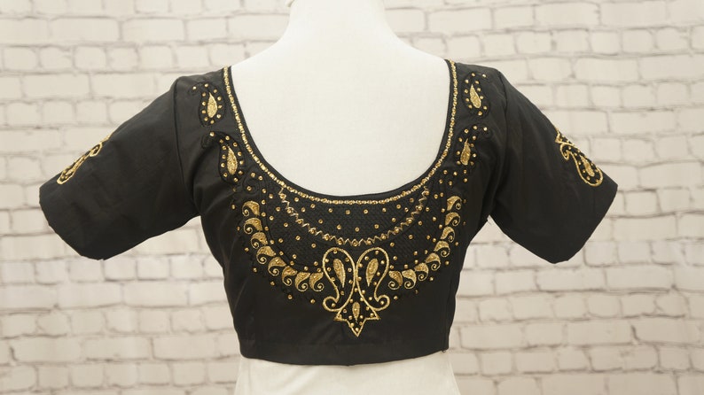 Bollywood Front open blouse Sari Blouse Indian Wedding blouse Saree Blouse Black Cotton ready-made blouse