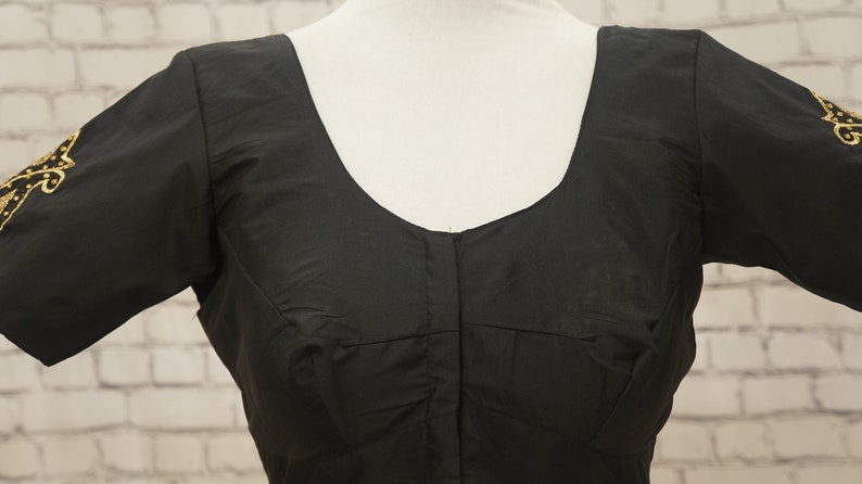 Bollywood Front open blouse Sari Blouse Indian Wedding blouse Saree Blouse Black Cotton ready-made blouse