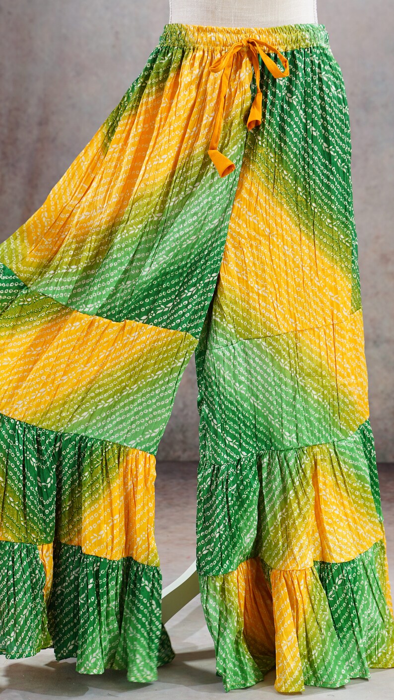 Indian Bandhini Printed Palazzo Pants Indian Women Bollywood Etsy