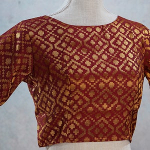 Green, Red, Black, Gold Brocade ready-made blouse, Back open blouse No Padding, Indian Wedding blouse, Saree Blouse, Sari Blouse, Bollywood Maroon