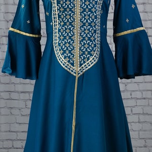 Teal Green Embroidered Flary Ethnic Kurta Dress Indian Print - Etsy