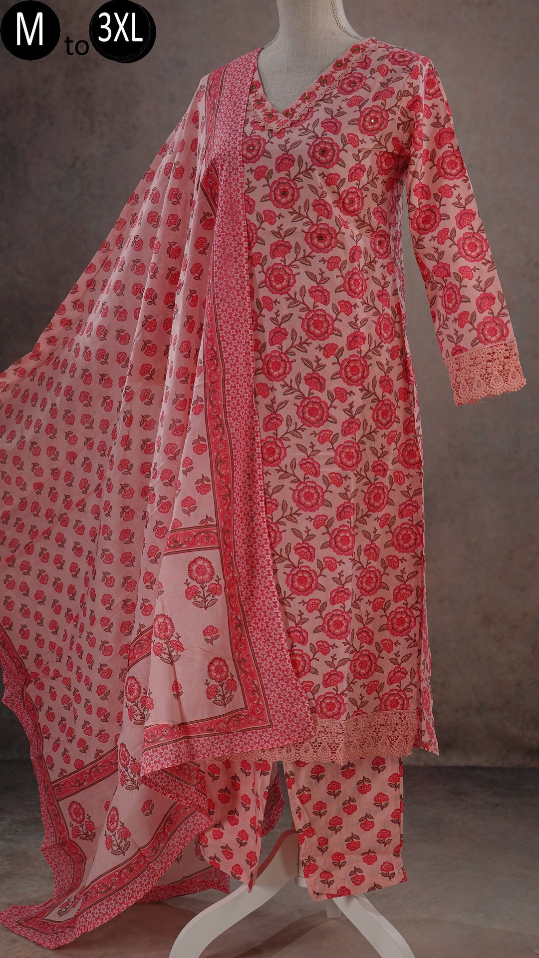 Women Applique Short Kurti, Ethnic Top pink Cotton