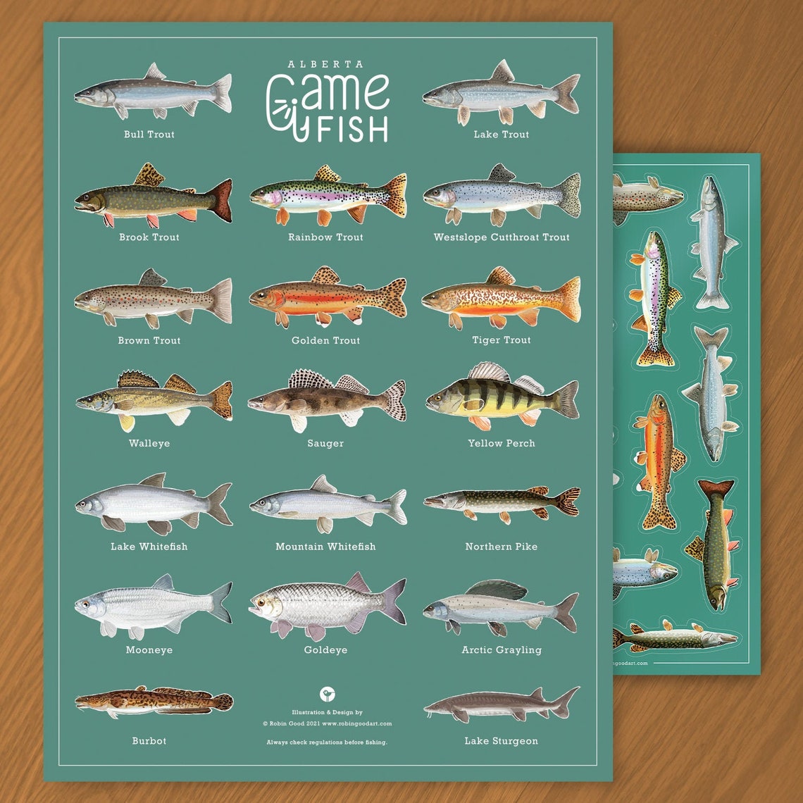 Alberta Game Fish Poster & Sticker Set Etsy