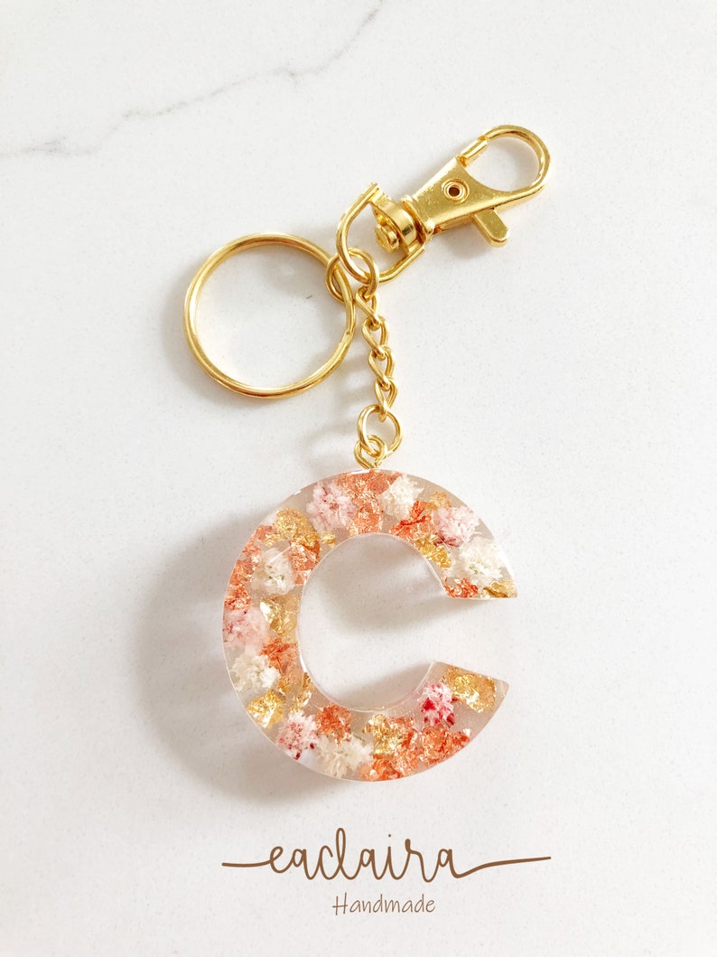 Real flower resin keychain Pink/Blue Baby breath keychain Etsy