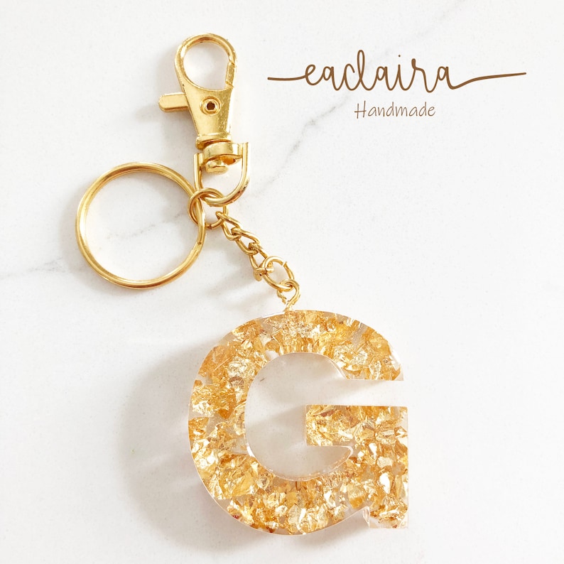 Gold Leaf Resin Keychain Handmade Custom Keychain 3D Etsy Hong Kong
