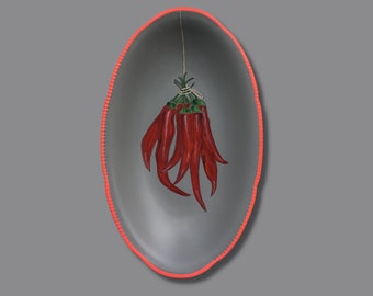 Handpainted plate 'Red peppers'