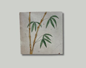 Handpainted tile 'Bamboo branches'