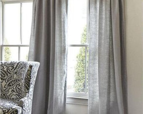 Grey Burlap Curtains Free Shipping Grey Burlap Living Room Etsy