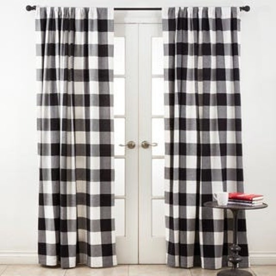 Black Buffalo Plaid Curtains Free Shipping Buffalo Plaid Etsy