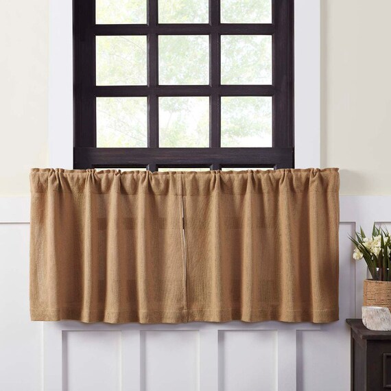 Burlap Curtains Cafe Curtains Burlap Curtains Burlap Kitchen Etsy
