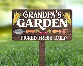 Grandpas Garden Sign Personalized, Custom Garden Sign, Vegetable Garden Sign Personalized, Dads Garden Sign, Fathers Day Gift for Grandpa