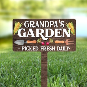 Grandpas Garden Sign Personalized, Custom Garden Sign, Vegetable Garden Sign Personalized, Dads Garden Sign, Fathers Day Gift for Grandpa image 1