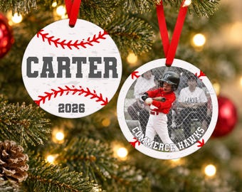 Personalized Baseball Photo Ornament, Custom T-Ball Picture Keepsake, Team Gift for Christmas, Boys Sports Present, End of Season Coach Gift