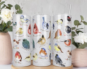 Bird Watcher Tumbler, Bird Watching Gifts, Watercolor Bird Cup, Gift for Bird Watcher, Bird Nerd Gifts, Bird Watching Accessories