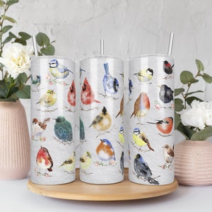 Bird Watcher Tumbler, Bird Watching Gifts, Watercolor Bird Cup, Gift for Bird Watcher, Bird Nerd Gifts, Bird Watching Accessories