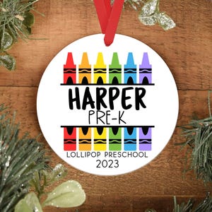 Personalized Preschool Ornament, Pre K Christmas Ornament, First Day of School Gift, Kindergarten Photo Keepsake, Kids Picture Gifts