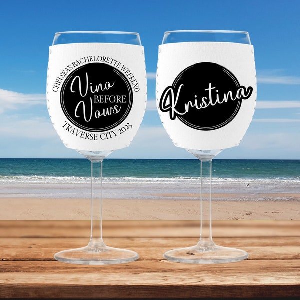 Vino Before Vows Gift Bag Stuffer, Vino Bachelorette Party Favor, Vino before Vows Wine Glass Cozy, Personalized Wine Glass Sleeve