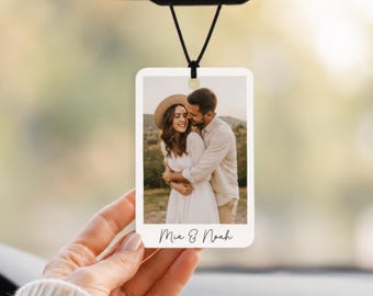Custom Car Ornament, Rearview Mirror Picture Hanger, Car Mirror Hanging Accessories, Photo Mirror for Him, Double Sided Photo Charm