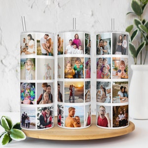 Picture Tumbler Cup with Straw, Photo Collage Tumbler for Pictures, Photo Water Bottle Custom, Photo Tumbler Gift for Her, Photo Gift Friend