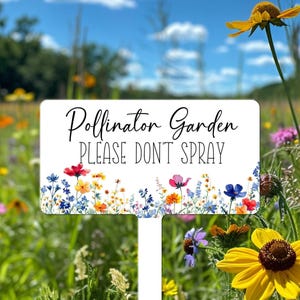 Pesticide Free Garden Sign, Pollinator Garden Sign with Stakes, Do No Spray Garden Sign, No Mow Garden Sign, Butterfly Garden Sign