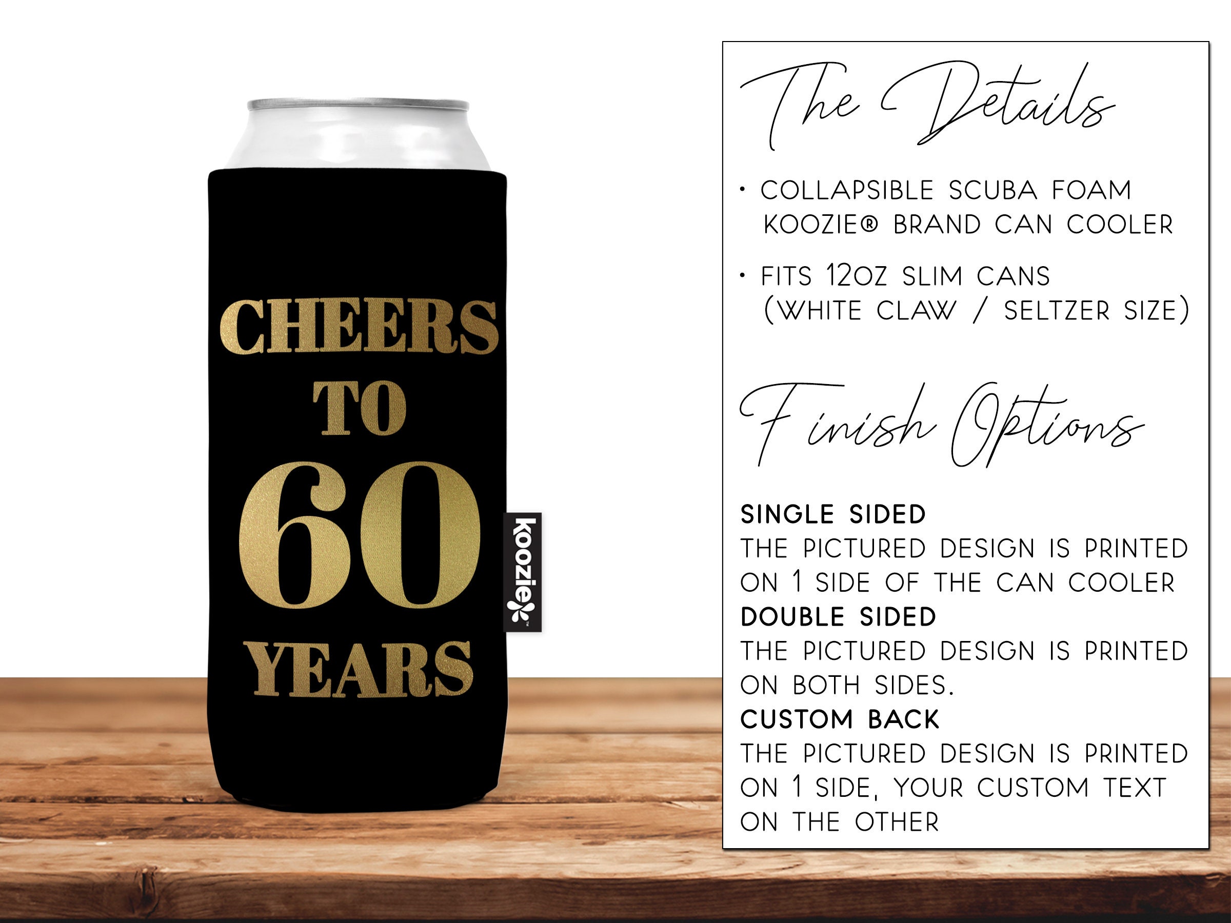 60th Birthday Slim KOOZIE® Can Cooler Party Favor 60th - Etsy