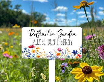 Pesticide Free Garden Sign, Pollinator Garden Sign with Stakes, Do No Spray Garden Sign, No Mow Garden Sign, Butterfly Garden Sign