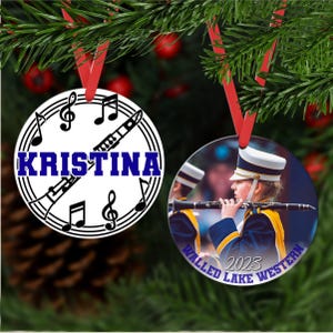 Clarinet Ornament Personalized, Musical Instrument Ornaments, Clarinet Gifts, School Band Ornament for Christmas, Marching Band Ornament