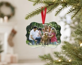 Personalized Photo Ornament, Custom Family Picture Keepsake, First Christmas Tree Decor, Pet Memorial Gift, Wedding or Engagement Gift