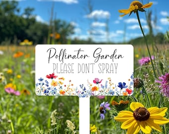 Pesticide Free Garden Sign, Pollinator Garden Sign with Stakes, Do No Spray Garden Sign, No Mow Garden Sign, Butterfly Garden Sign